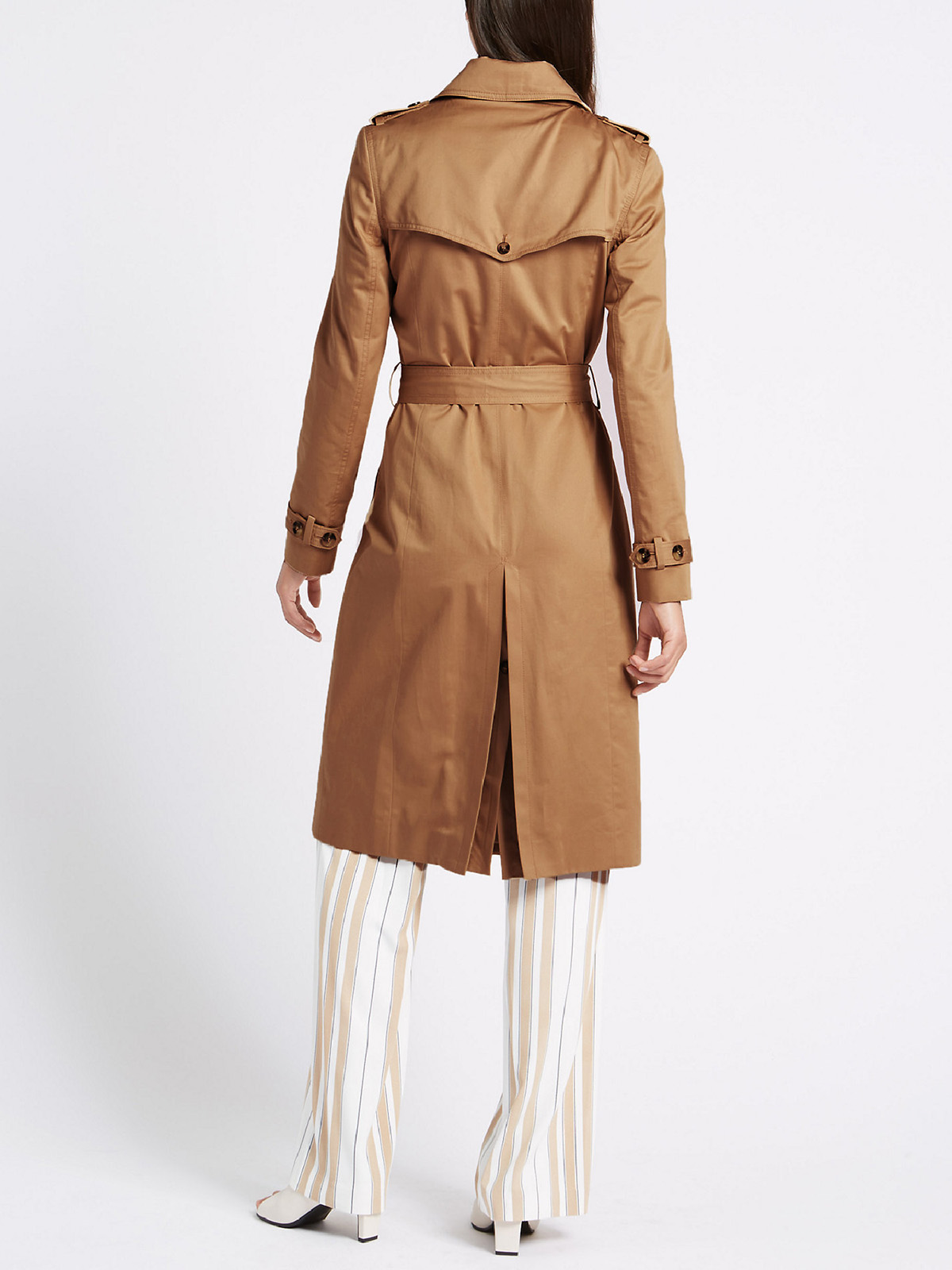 Marks and Spencer - - M&5 SANDSTONE Pure Cotton Longline Trench Coat ...