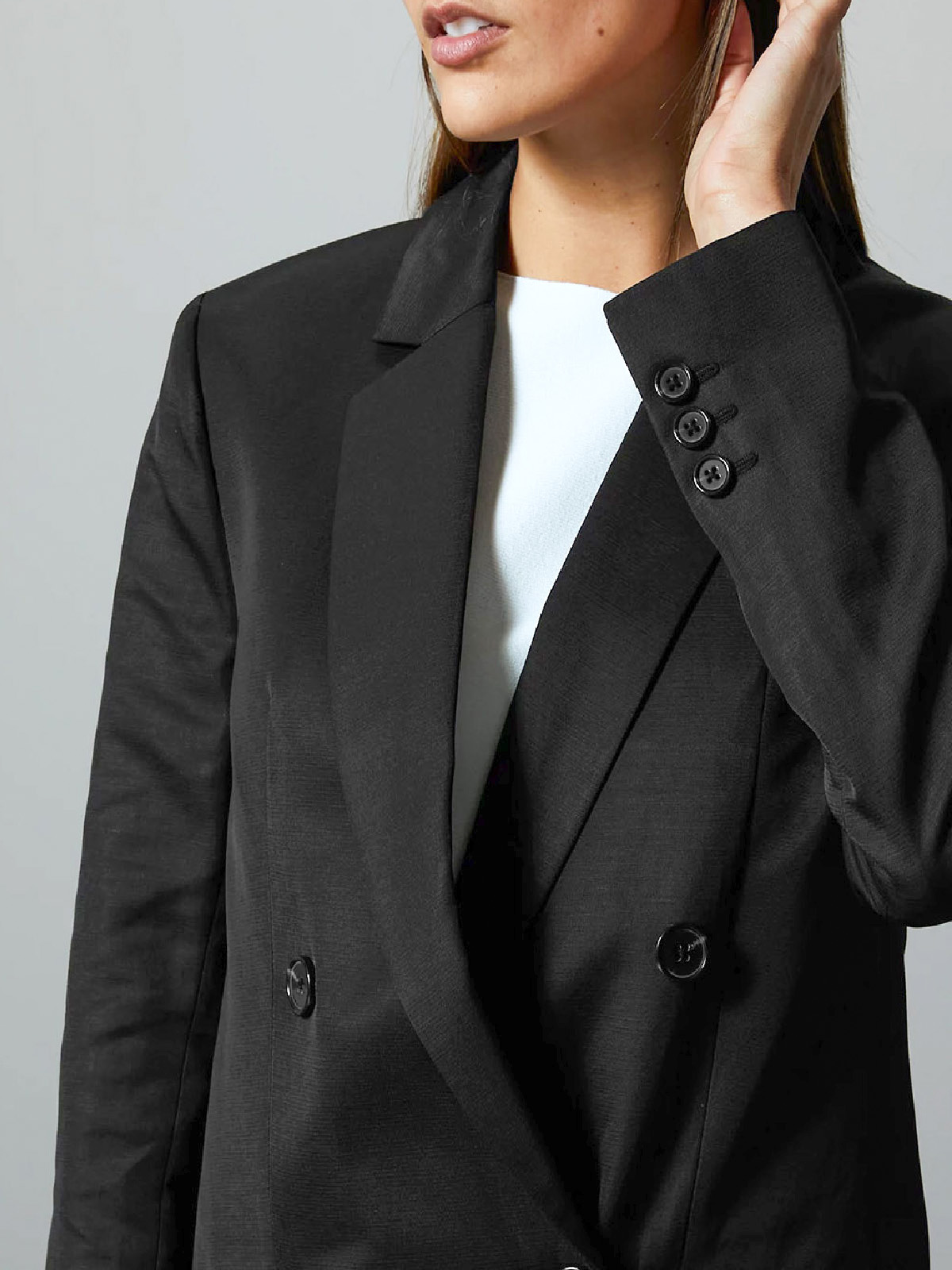 Marks and Spencer M&5 4utograph BLACK Linen Blend Double Breasted