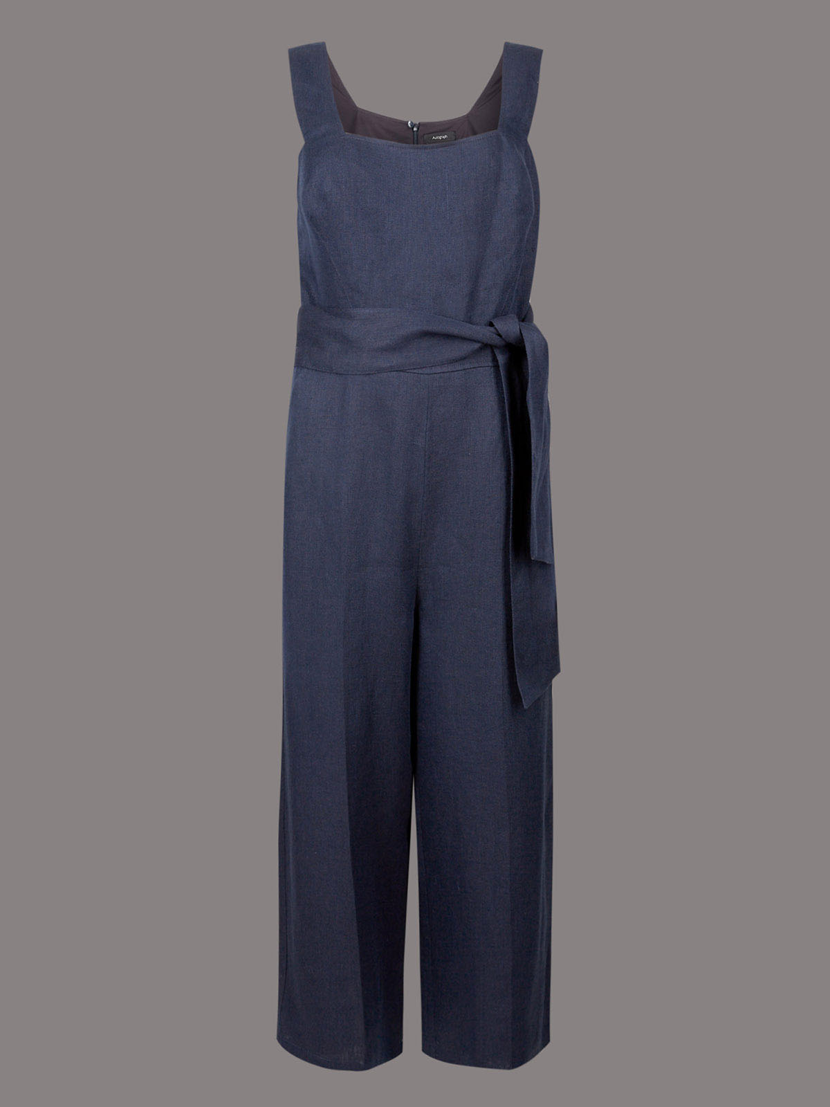 Marks and Spencer M&5 4UTOGRAPH NAVY Pure Linen Cropped Jumpsuit