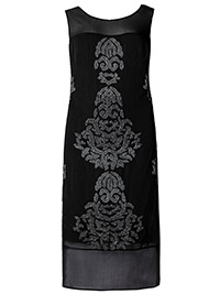 BLACK Bead Embroidered Shift Dress - Size 6 to 22