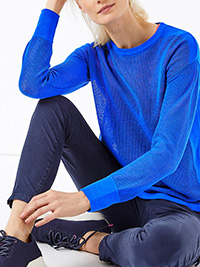 M&5 Goodmove COBALT Open Knit Panelled Sweatshirt - Plus Size 24
