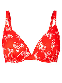 M&5 ORANGE Printed Plunge Bikini Top - Size 32 to 38 (B-C-D-DD)