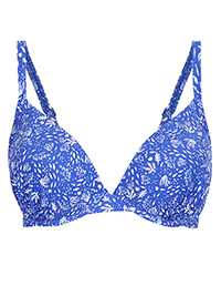 M&5 BLUE Underwired Printed Plunge Bikini Top - Size 32 to 38 (A-B-C-D-E)