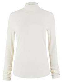 P3R UNA CREAM Ribbed Turtle Neck Slim Fit Top - Size 6 to 22