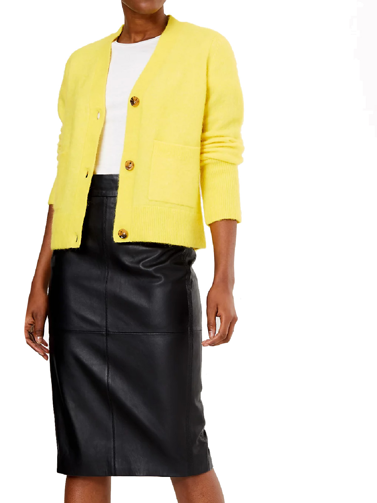 Marks and Spencer M&5 4utograph BRIGHTYELLOW Wool Blend Knitted V