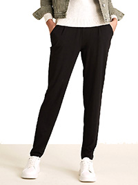 M&5 BLACK Jersey Tapered Ankle Grazer Trousers - Plus Size 14 to 22