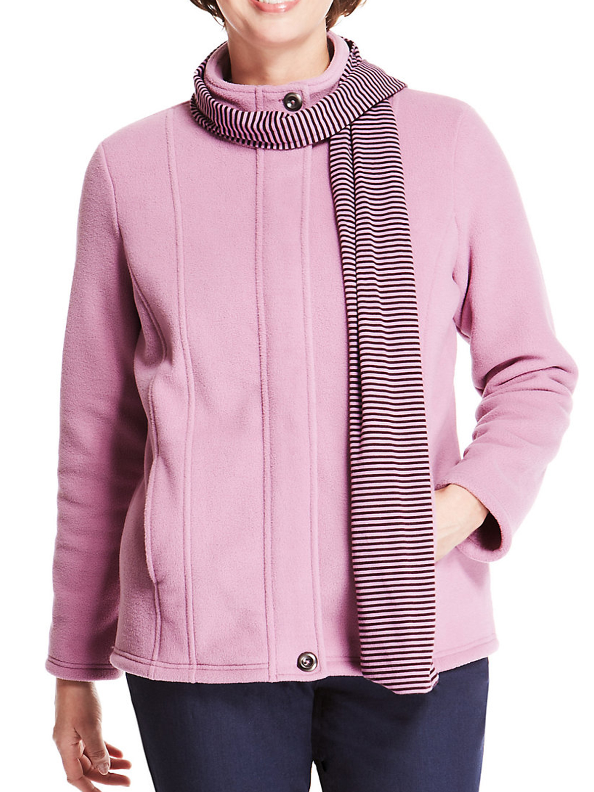 Marks and Spencer M&5 ANTIQUEROSE Funnel Neck Fleece Jacket with