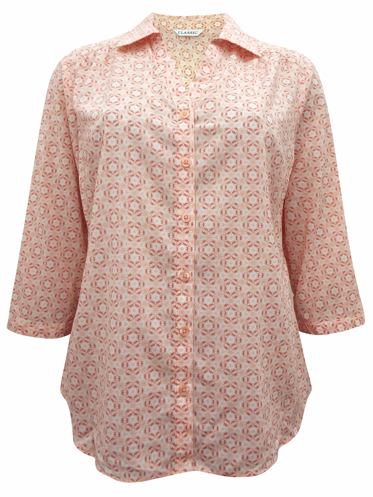 Marks and Spencer - - M&5 CORAL 3/4 Sleeve Tile Print Shirt - Size 10 to 24
