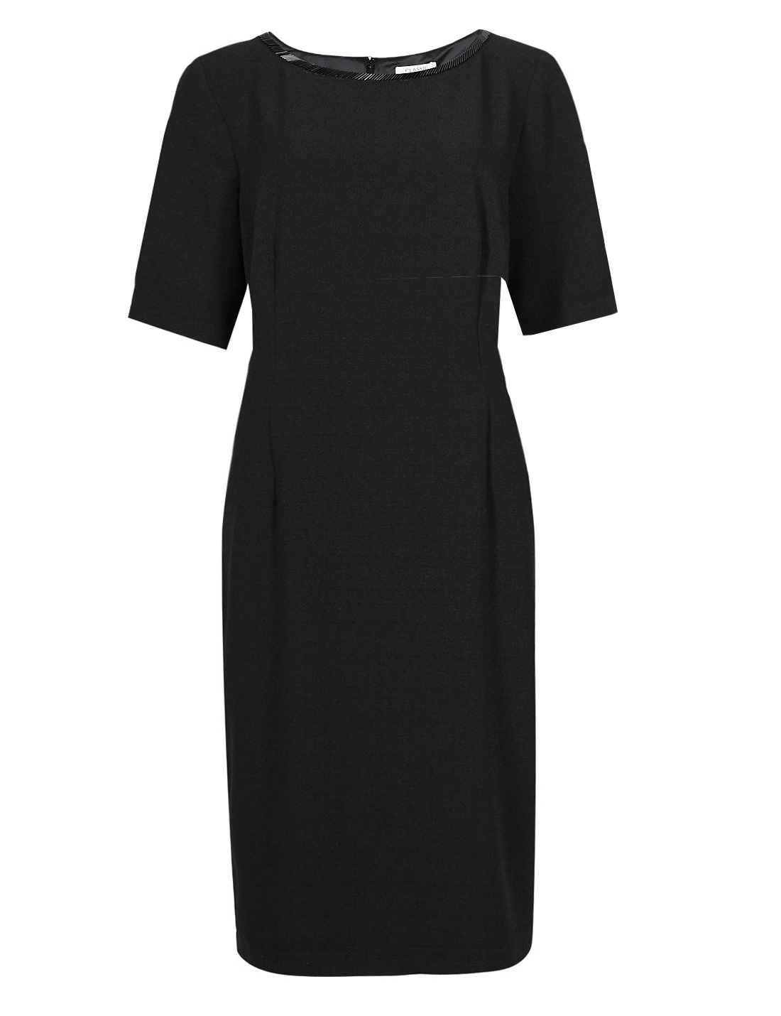 Marks and Spencer - - M&5 BLACK Beaded Scoop Neck Textured Shift Dress ...