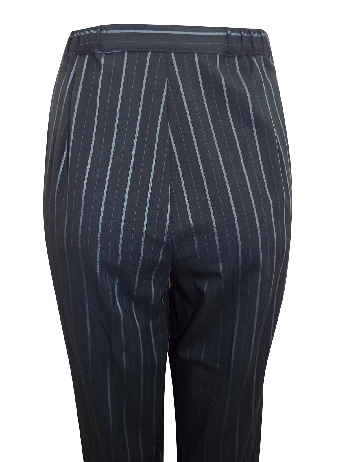 Marks and Spencer - - M&5 BLACK Straight Leg Pinstripe Trousers - Size ...