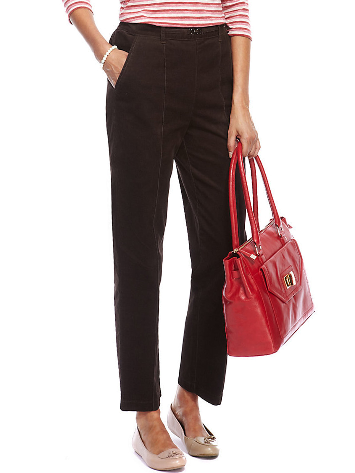 Marks and Spencer M&5 CHOCOLATE Cotton Rich Corduroy Trousers Size 14