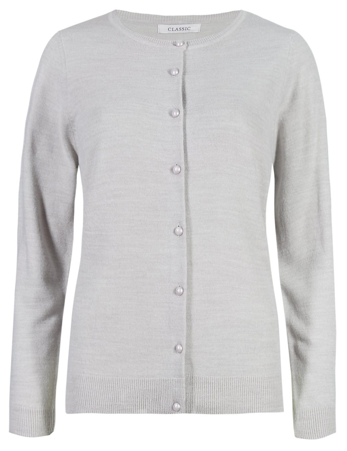 Marks and Spencer - - M&5 SILVER Cashmilon Pearl Effect Button Cardigan ...