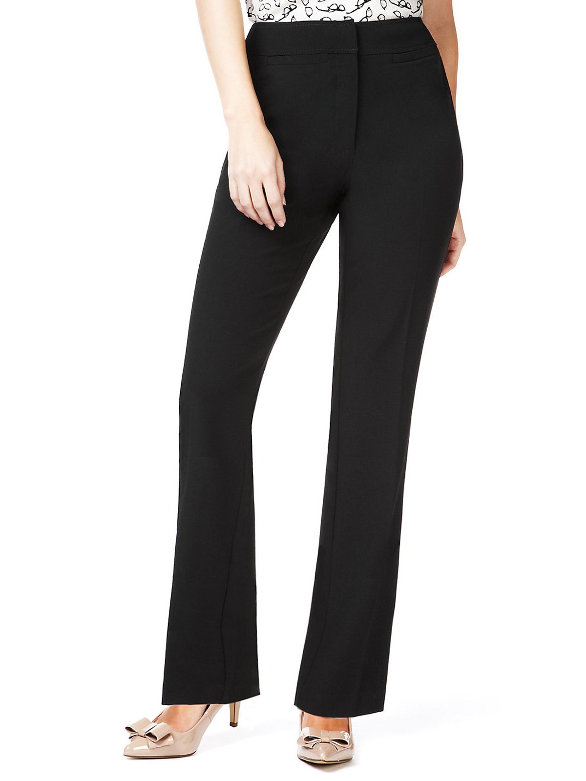 Marks and Spencer - - M&5 BLACK Flat Front Trousers - Size 12