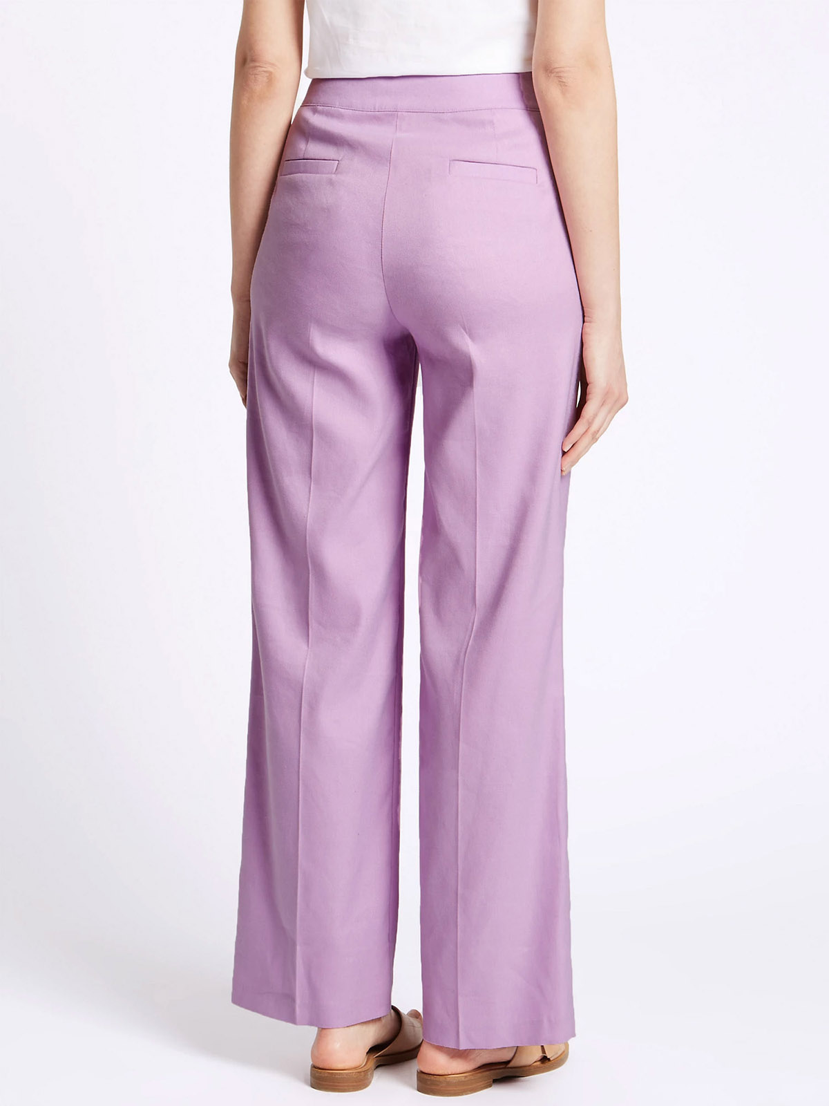 Marks and Spencer M&5 LILAC Linen Blend Straight Leg Trousers