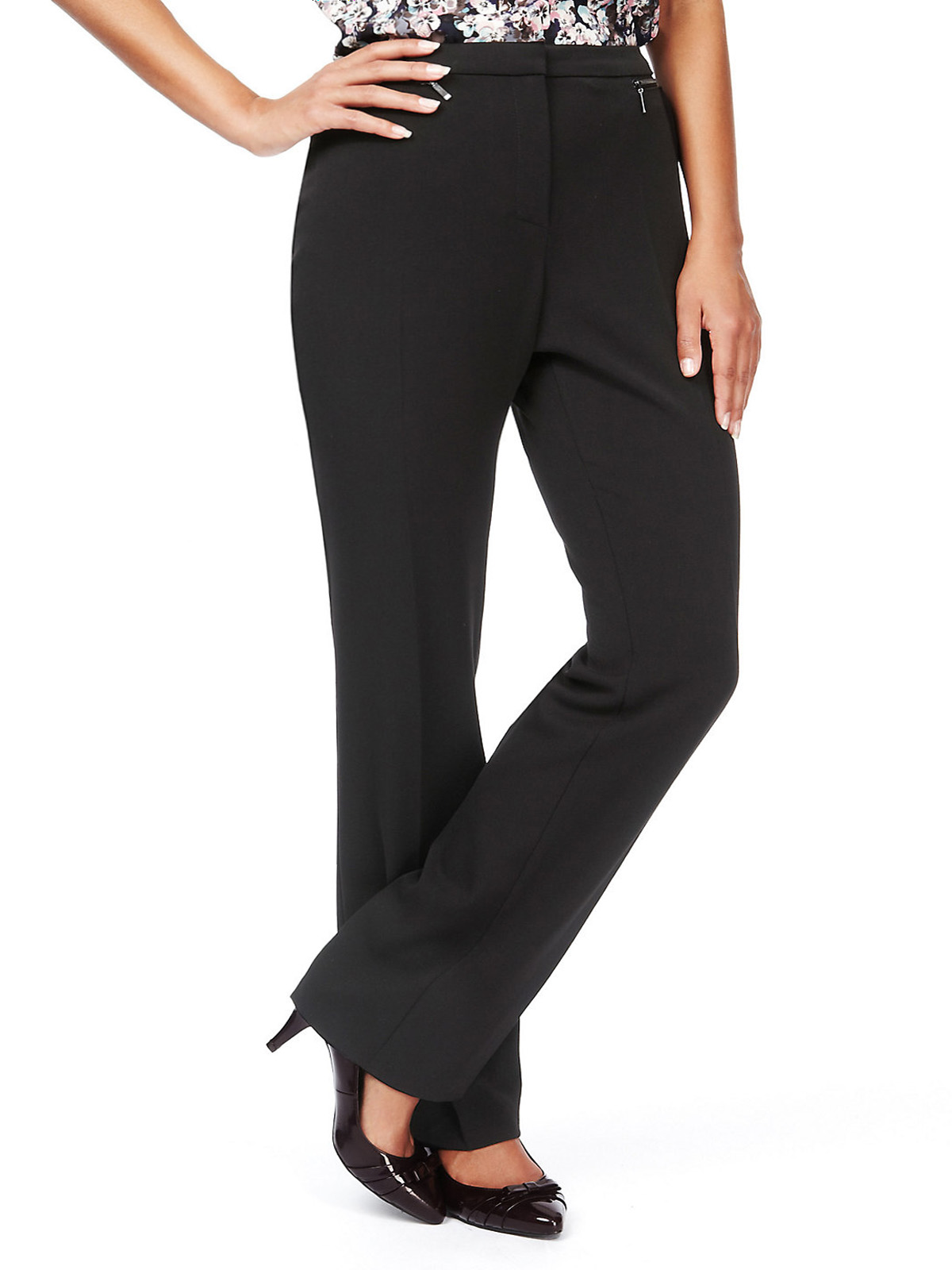 Marks and Spencer - - M&5 BLACK 2-Way Stretch Straight Leg Zip Pockets ...