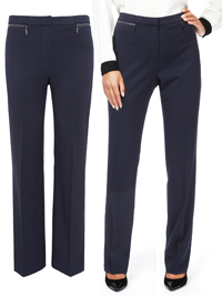 NAVY 2-Way Stretch Straight Leg Zip Pockets Trousers - Plus Size 16 to 24