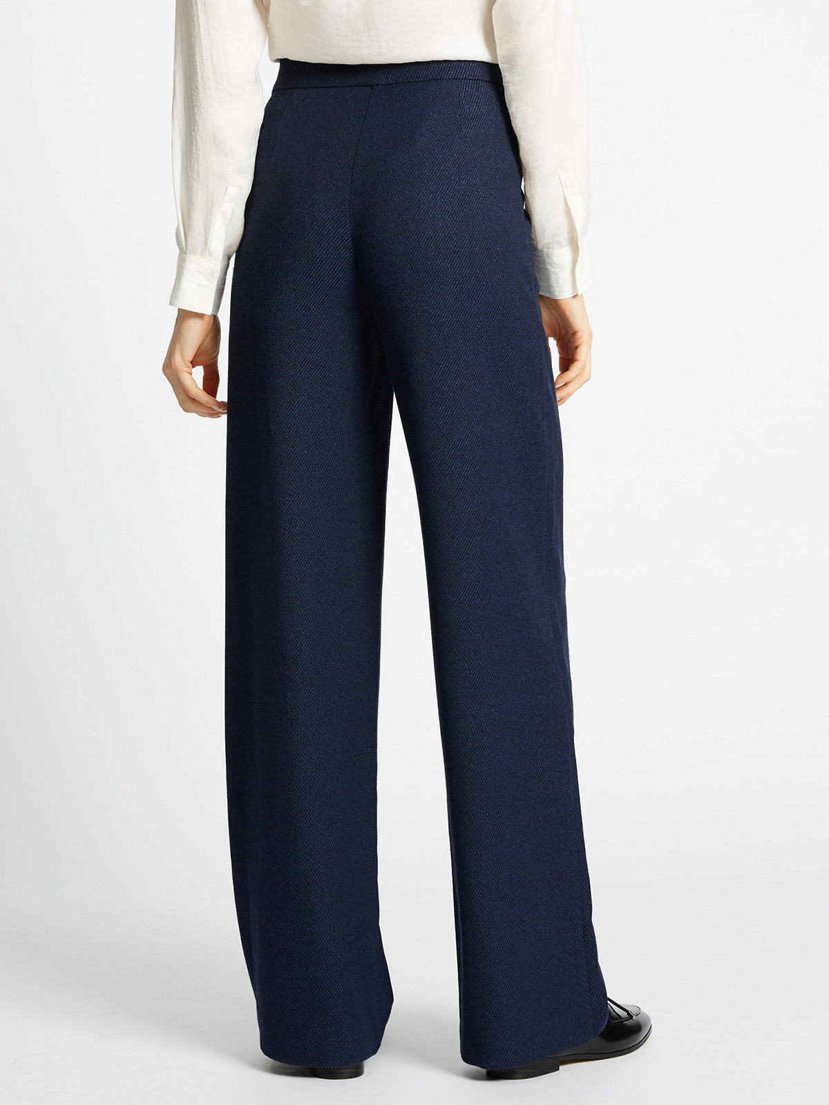 Marks and Spencer - - M&5 NAVY Button Front Textured Wide Leg Trousers ...