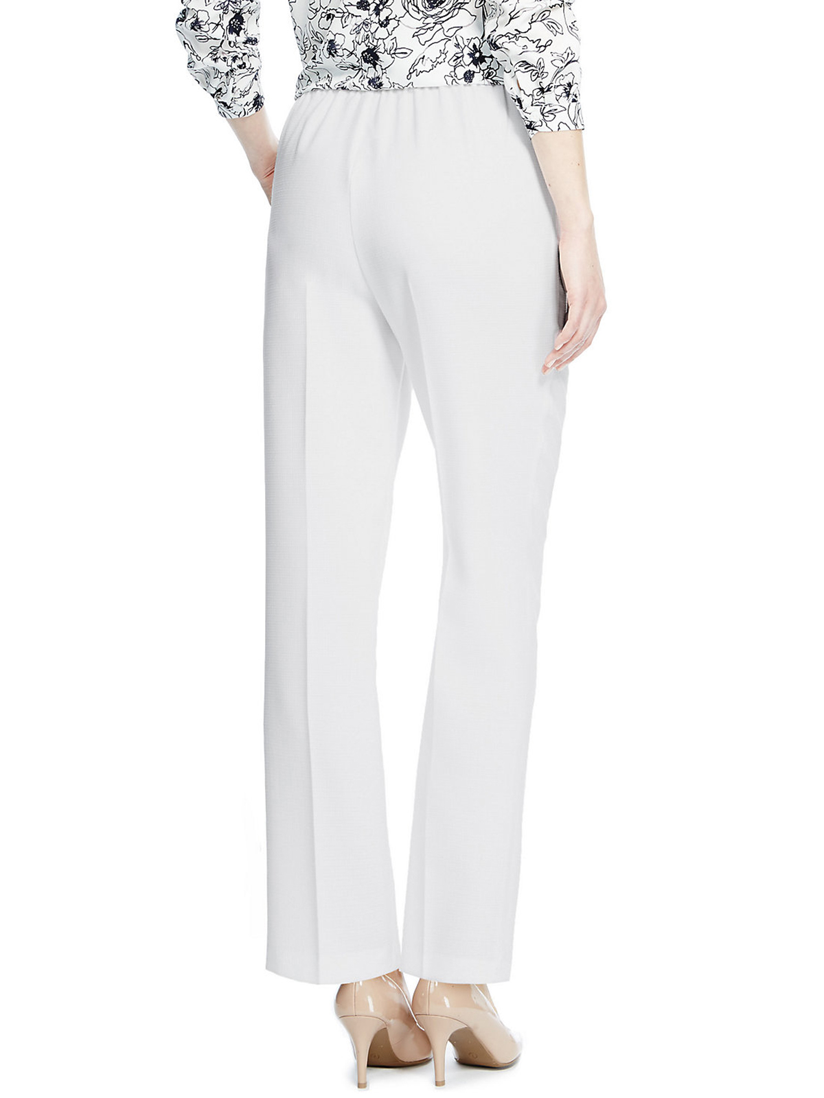 Marks and Spencer - - M&5 WHITE Straight Leg Pull On Trousers - Size 8 ...