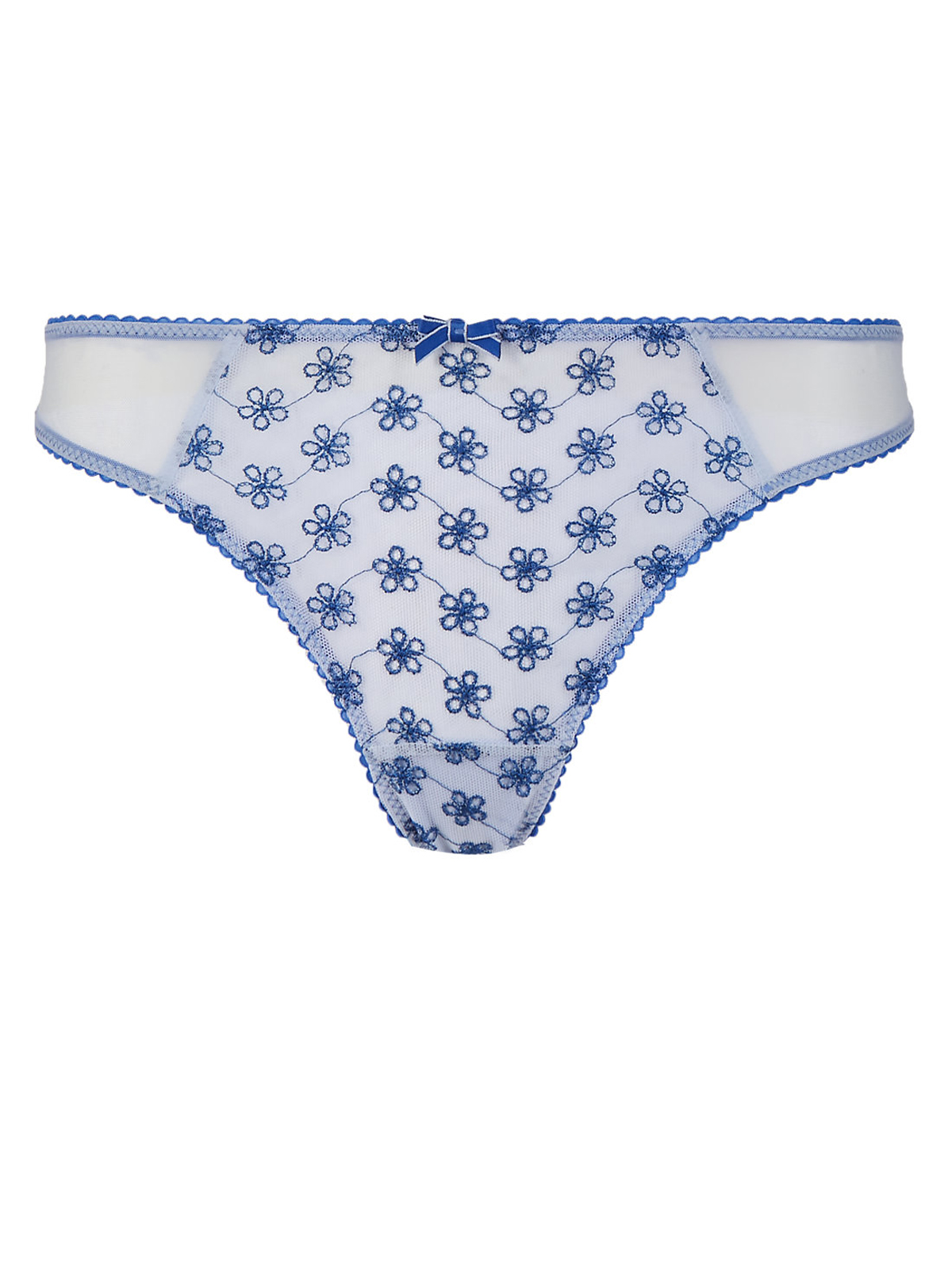 Marks and Spencer - - M&5 BLUE Broderie Angalise Panelled Thong - Size ...