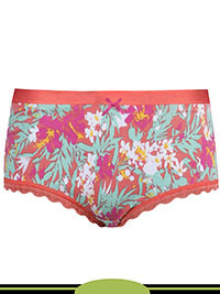 ORANGE-SQUASH Cotton Rich Floral Print Lace Trim Shorts - Size 6 to 20