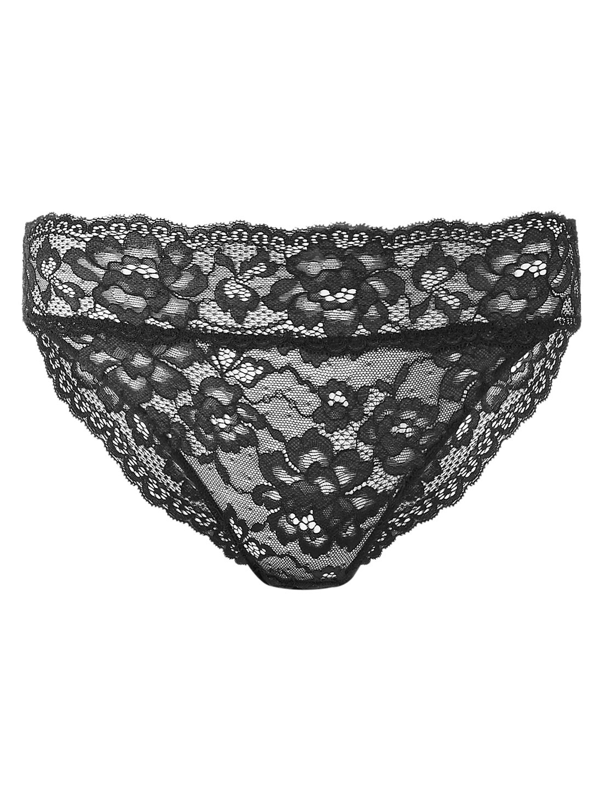 Marks and Spencer - - M&5 BLACK Louisa Lace High Leg Knickers - Size 10 ...
