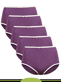 MAUVE 5-Pack Pure Cotton Midi Knickers - Size 6 to 24