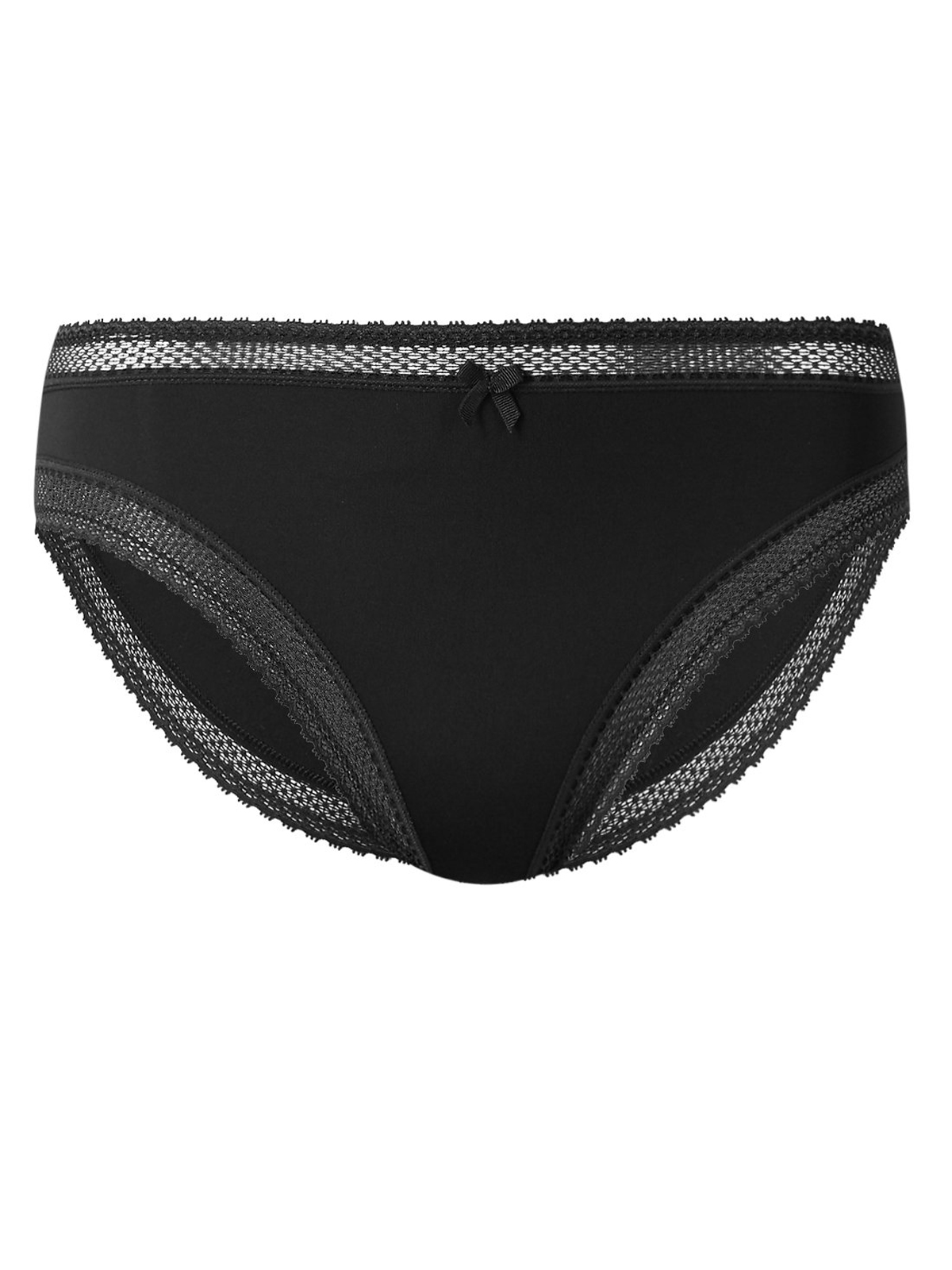 Marks and Spencer - - M&5 BLACK Lace Trim High Leg Knickers - Size 10