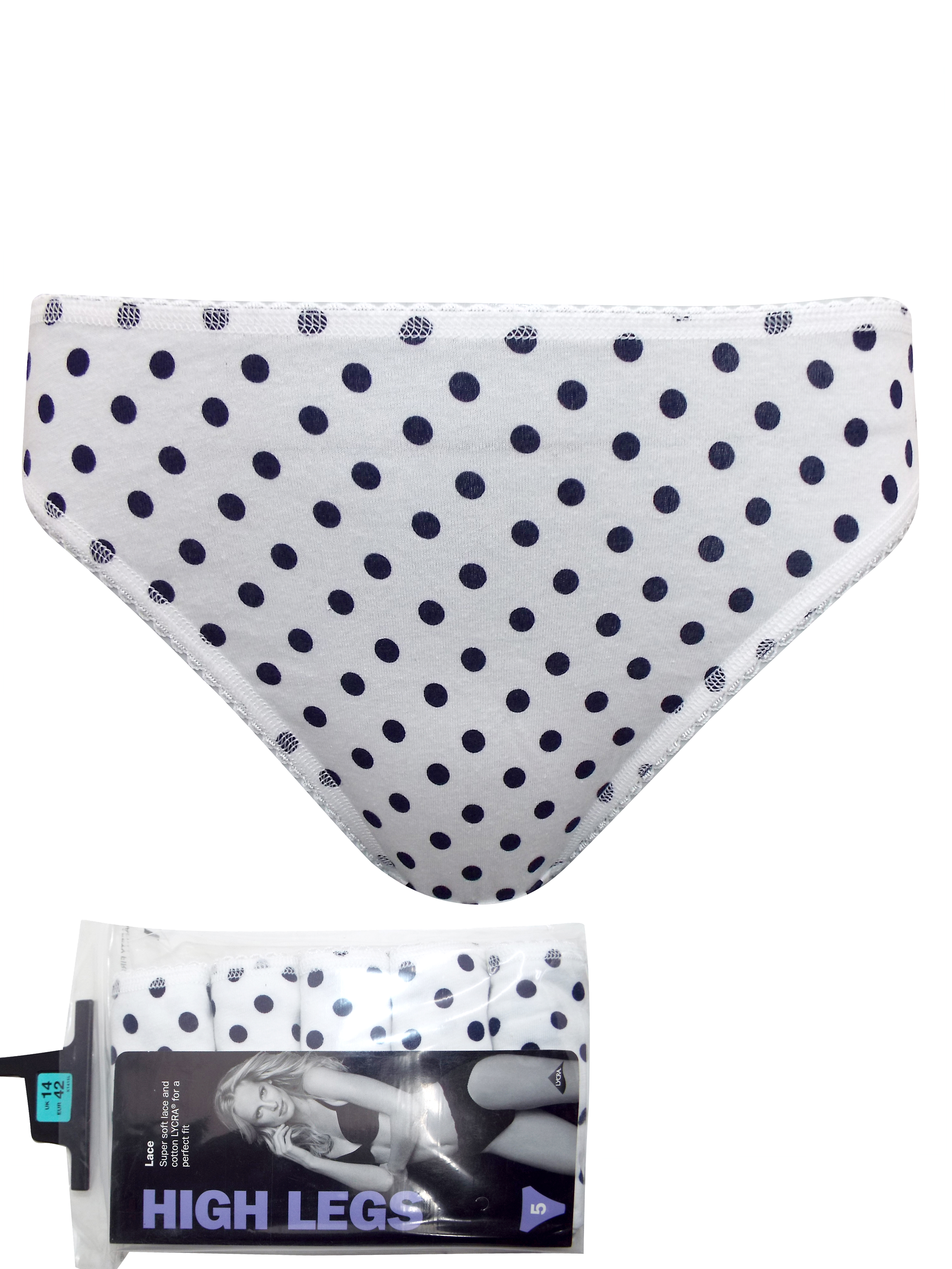 MARKS AND SPENCER COTTON COMFORT & FIT SOFT LILAC  SPOTTED  HIGH LEG BRIEFS