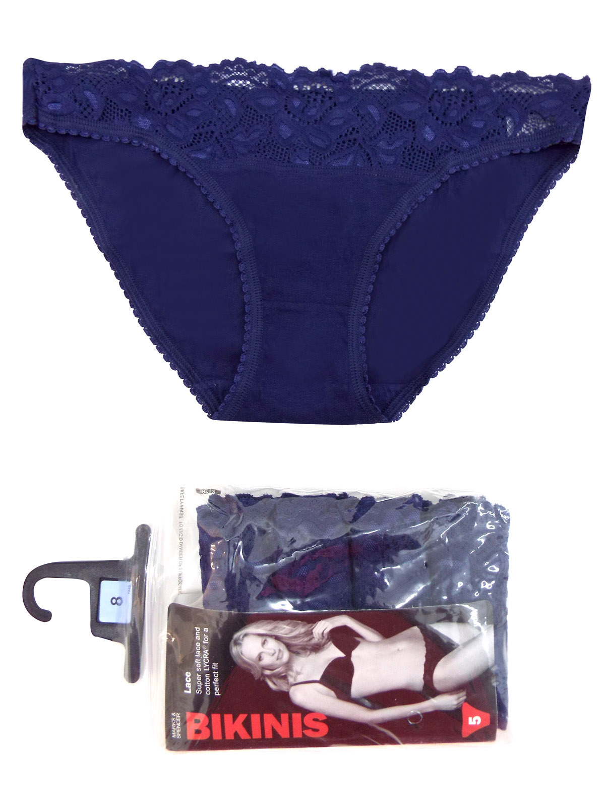 Marks and Spencer M&5 NIGHTSHADE 5Pack Lace Low Rise Bikini Knickers Size 12