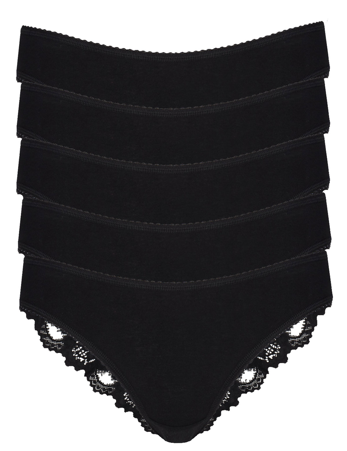 Marks and Spencer M&5 BLACK 5Pack Lace Low Rise Brazilian Knickers