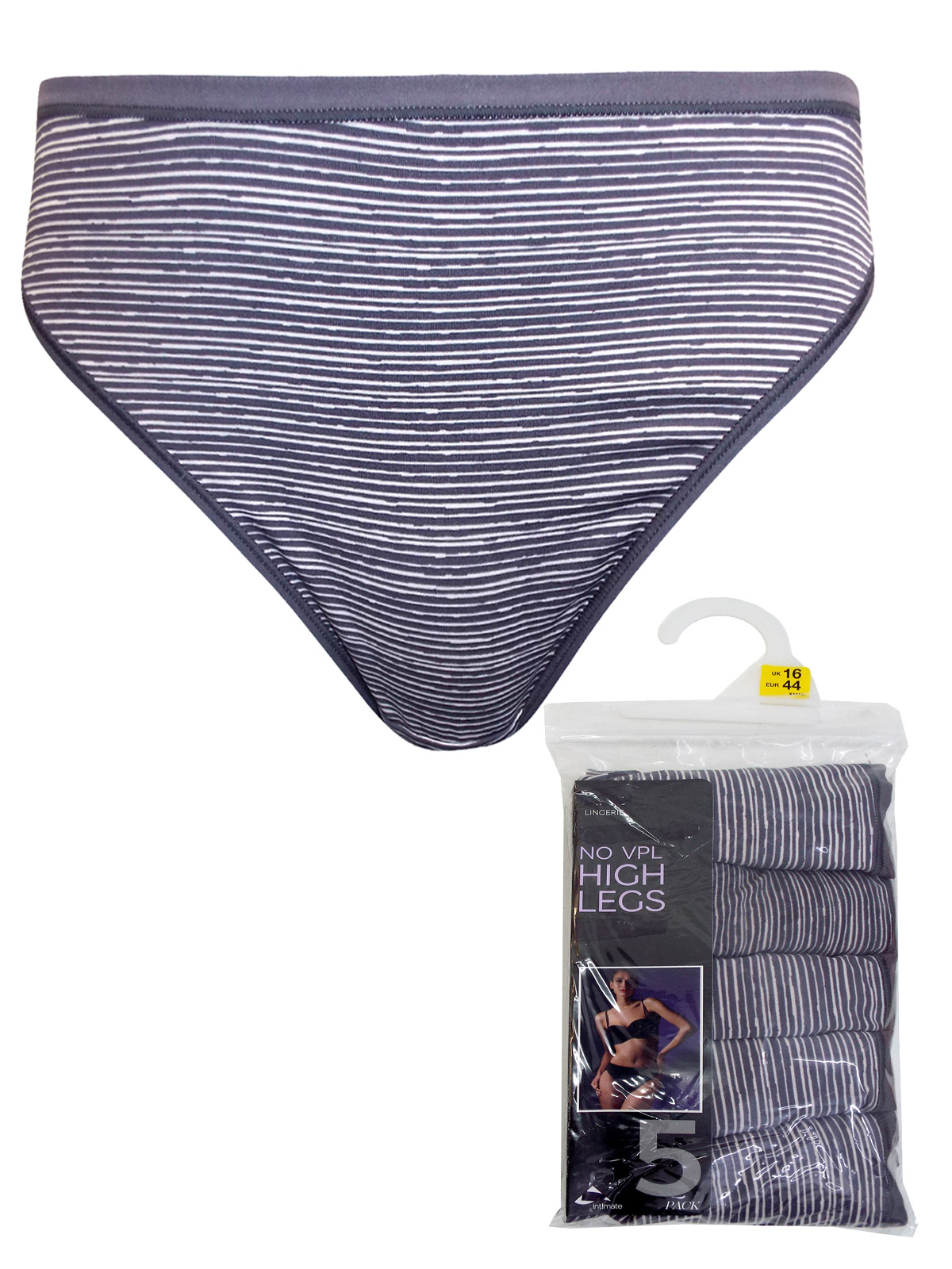 New 5-Pack TAUPE GREY 5-Pack Microfibre High Leg Knickers