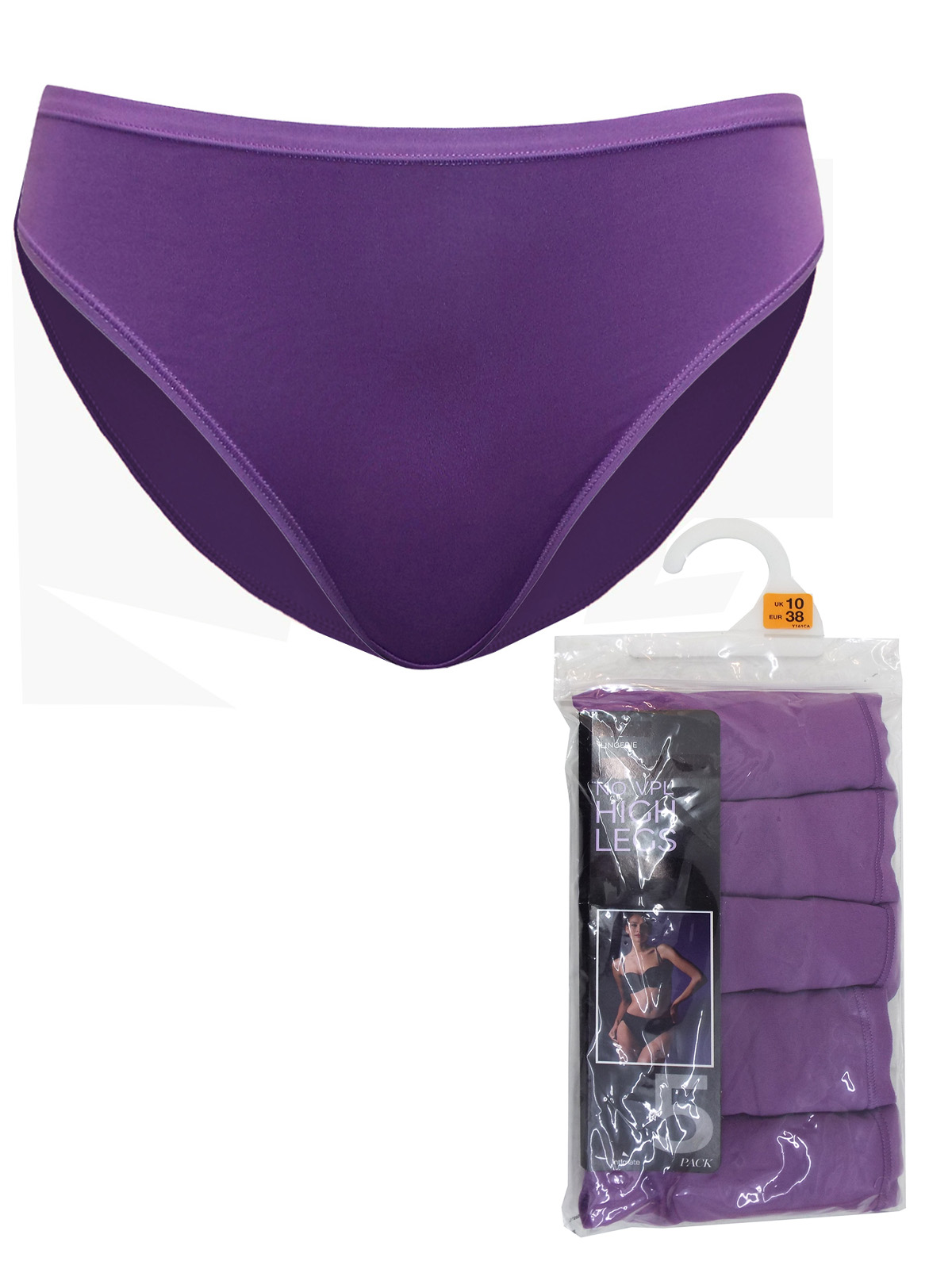 Marks and Spencer M&5 PURPLE 5Pack High Leg Knickers Size 10 to 16