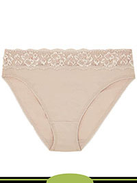 ALMOND Cotton Lycra High Leg Knickers - Size 6 to 22