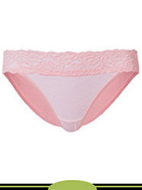 PINK Lace Waist Striped Bikini Knickers - Size 6 to 18