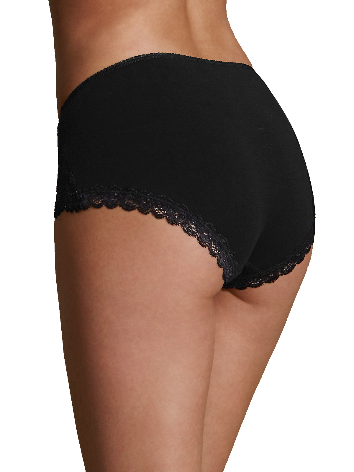 Marks and Spencer M&5 BLACK Side Lace High Rise Midi Knickers Size 12 to 20