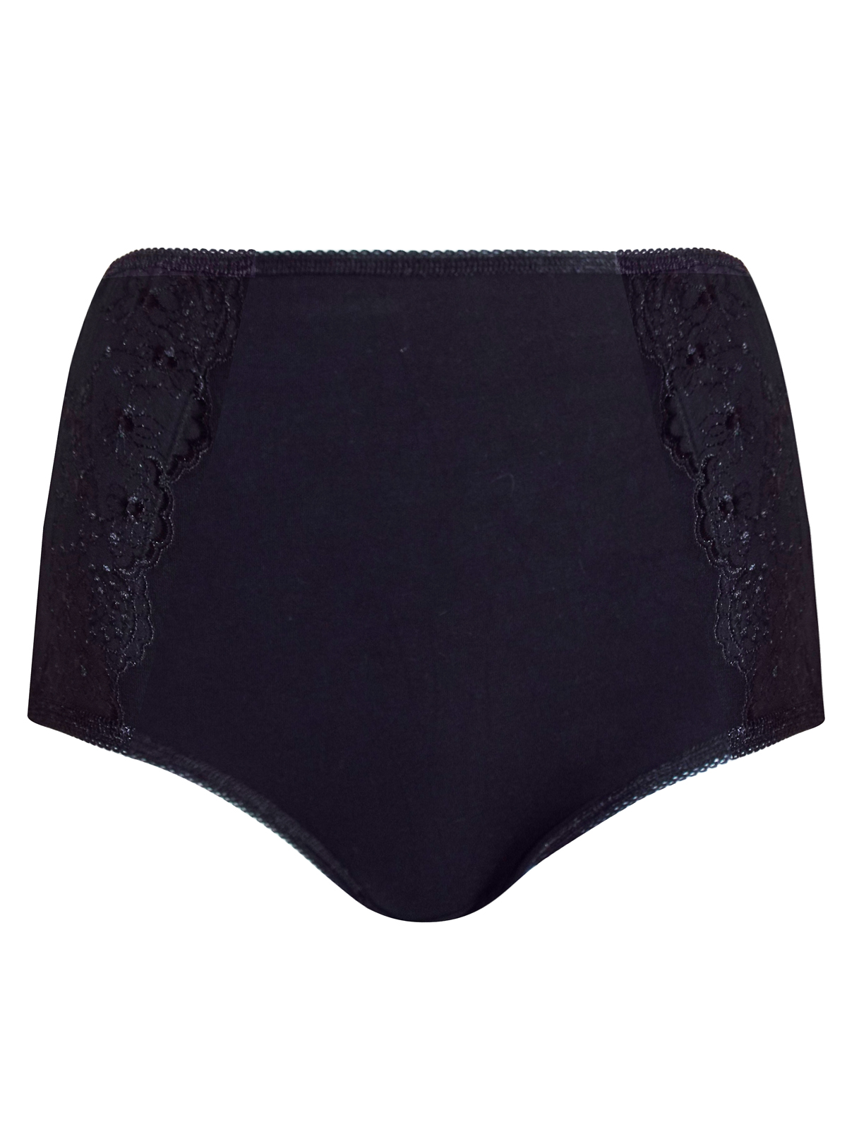 Marks and Spencer - - M&5 BLACK Cotton Rich High Rise Lace Panel Briefs ...