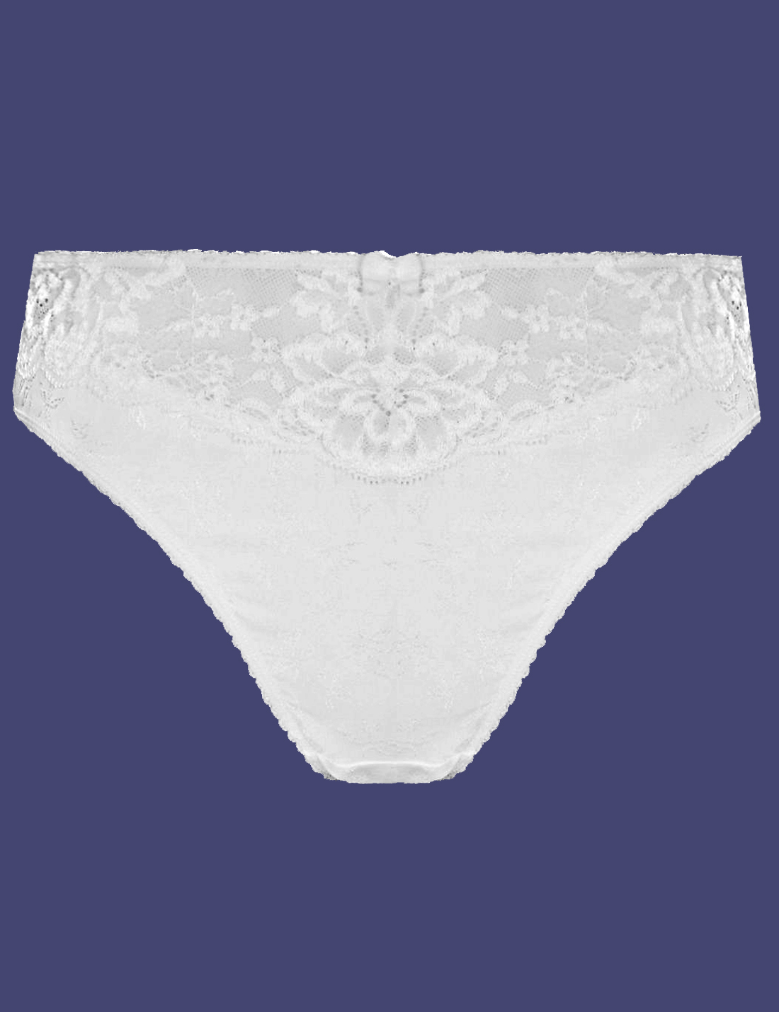 Marks And Spencer Irregular Mand5 White Jacquard Lace Trim High Leg Knickers Size 8 To 22