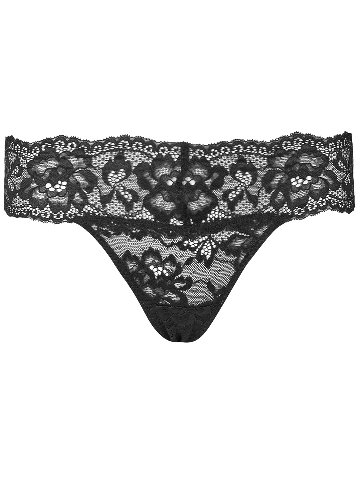 Marks and Spencer - - M&5 BLACK Floral Lace Thong - Size 6 to 16
