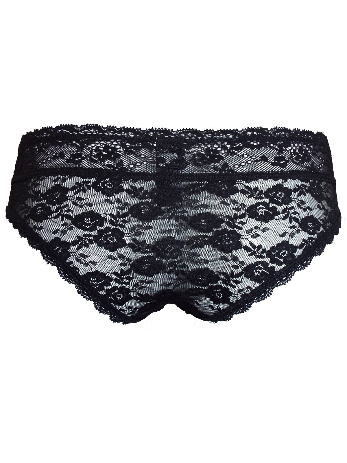 Marks and Spencer - - M&5 BLACK Lace Low Rise Brazilian Knickers - Size 