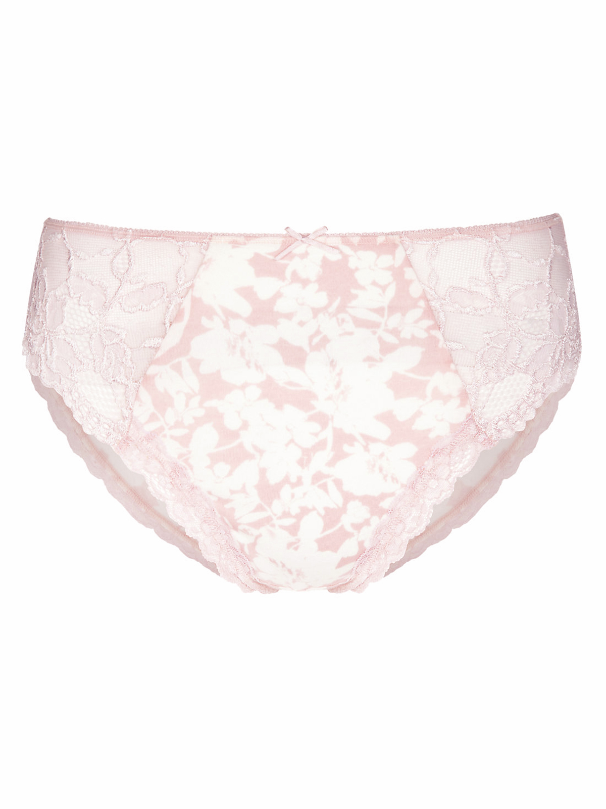 Marks and Spencer M&5 PINK Cotton Rich Side Lace High Leg Knickers