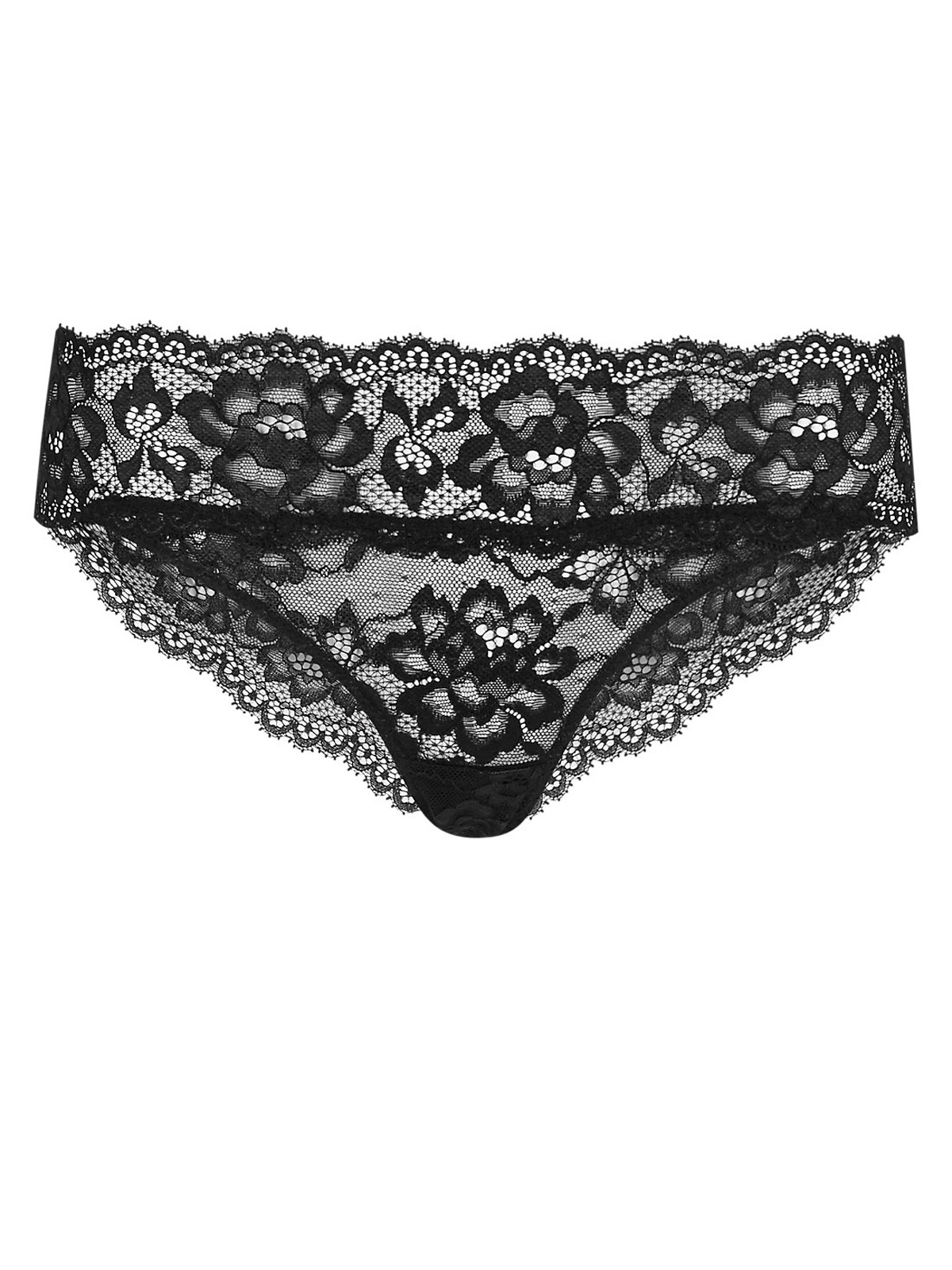 Marks and Spencer - - M&5 BLACK Lace Brazilian Knickers - Size 12