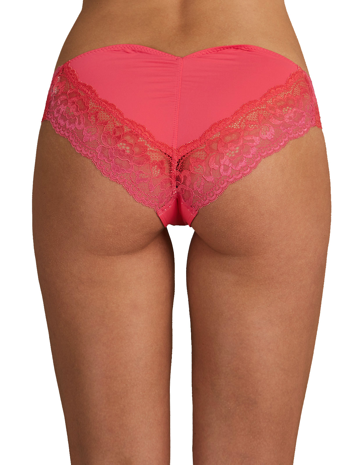Marks and Spencer M&5 BRIGHTPINK Lace Trim Low Rise Brazilian Knickers Size 6 to 20