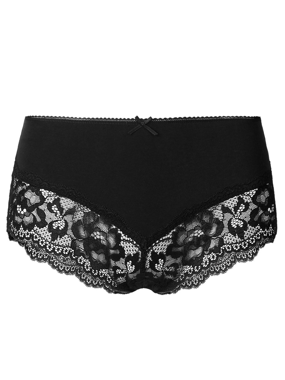 Marks and Spencer M&5 BLACK Flirty Ornate Lace Cotton Rich Midi