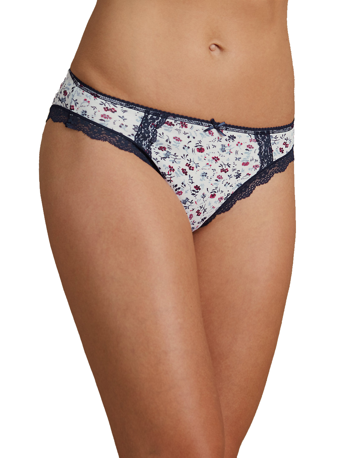 Marks and Spencer M&5 INDIGO Cotton Rich Floral Print High Leg