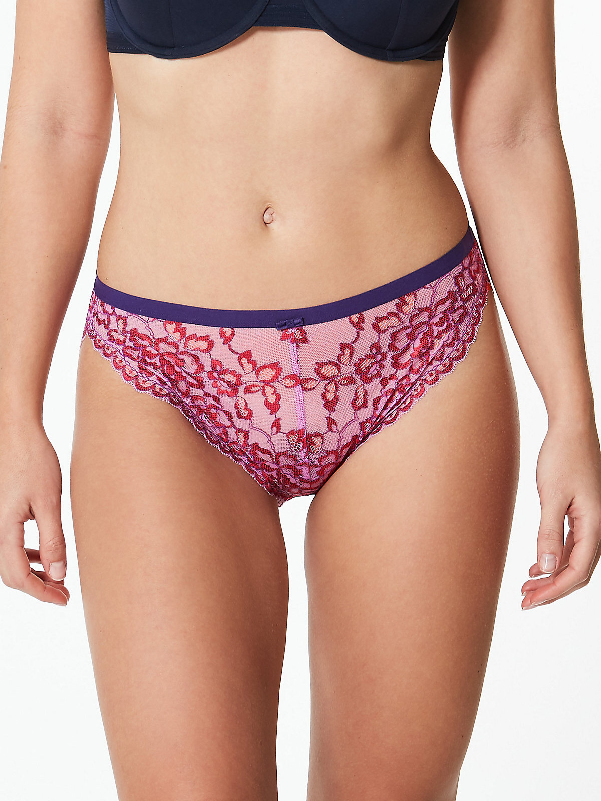 Marks and Spencer M&5 PINK Lace High Leg Knickers Size 8 to 12