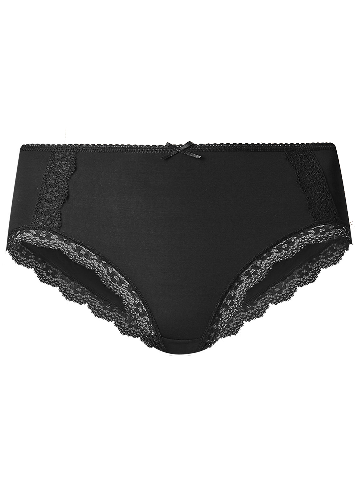 Marks and Spencer - - M&5 BLACK Lace Trim Midi Knickers - Size 12 to 16