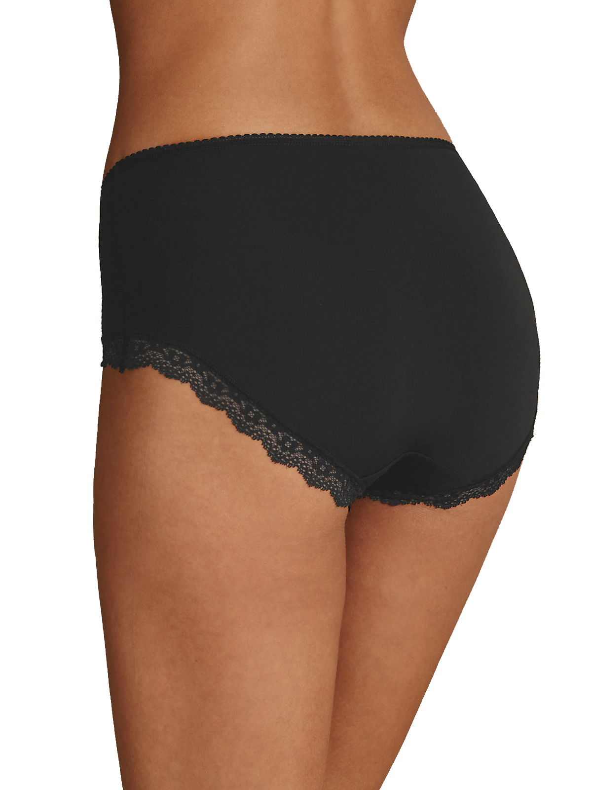 Marks and Spencer - - M&5 BLACK Lace Trim Midi Knickers - Size 12 to 16