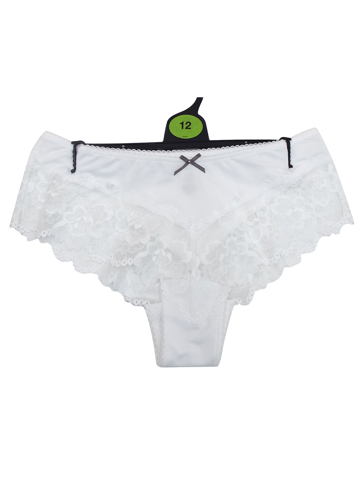 Marks and Spencer M&5 WHITE/Grey bow Lace Brazilian Knickers Size 12