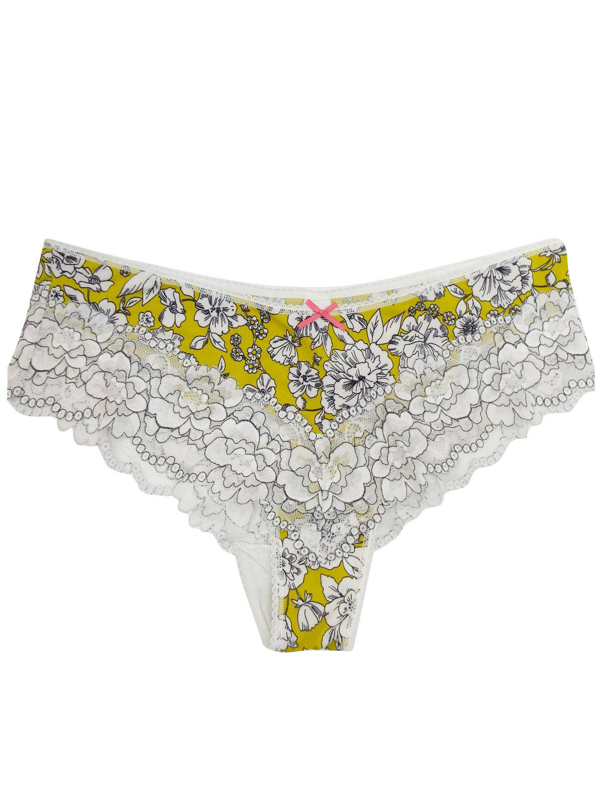 Marks and Spencer M&5 BRIGHTYELLOW Floral Lace Brazilian Knickers