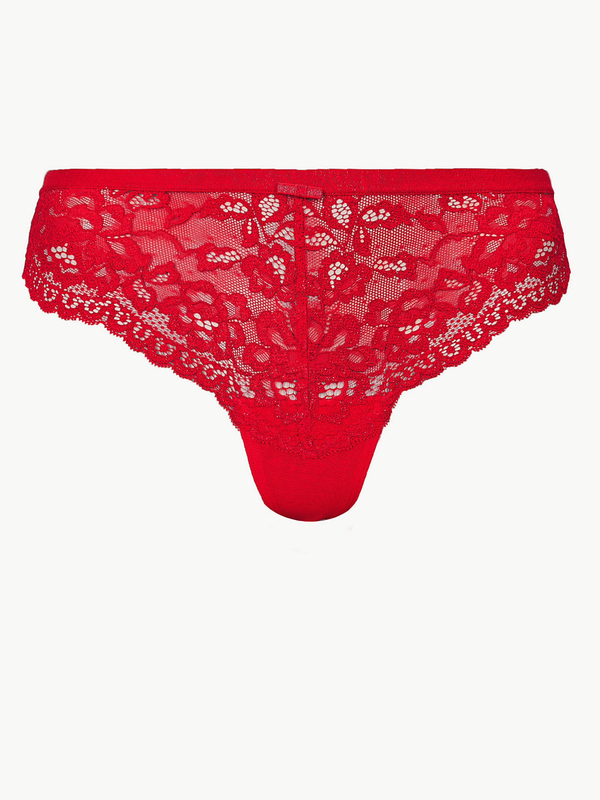 Marks and Spencer - - M&5 RED Floral Lace Thong - Size 6 to 28
